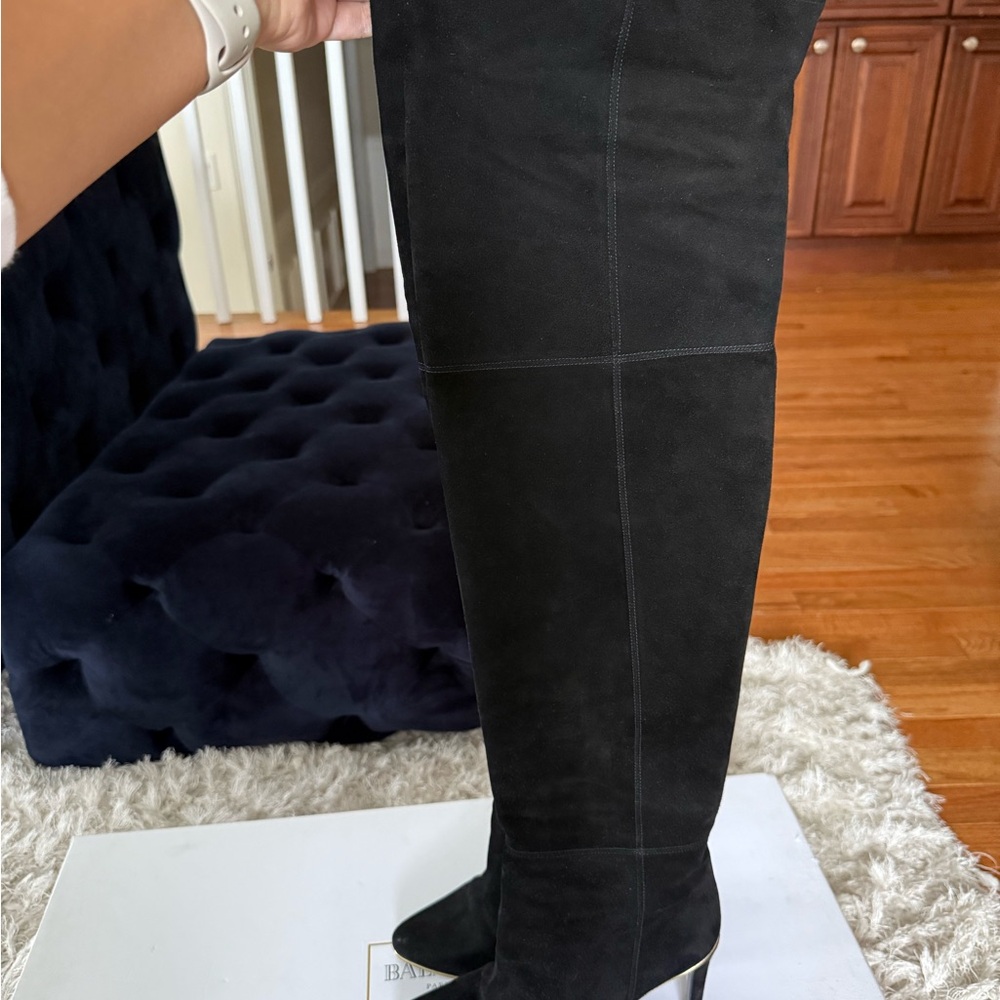 BALMAIN Vero Black Over-the-Knee Suede Boots